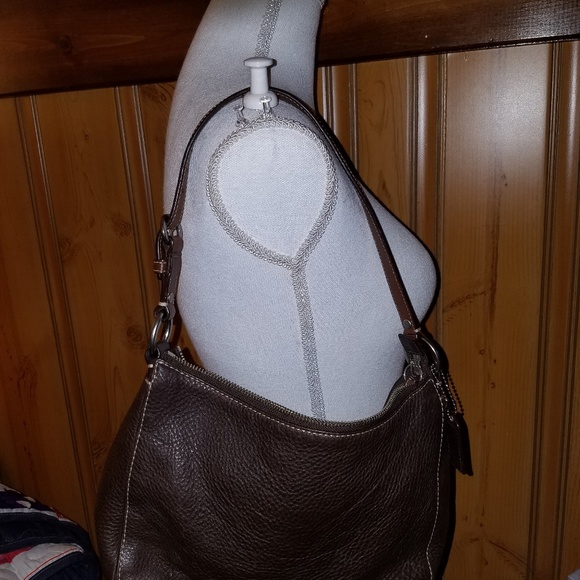 Coach Handbags - COACH SMALL PEBBLED LEATHER HOBO BROWN